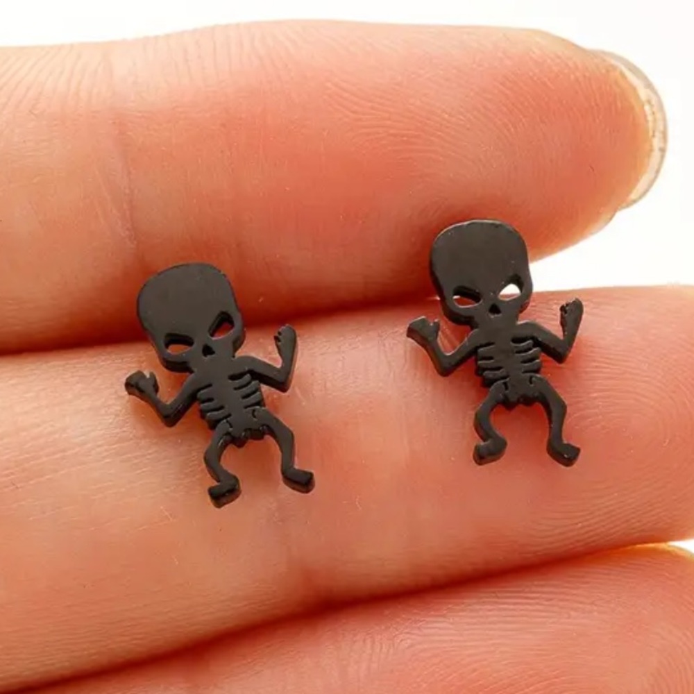 Black Skeleton Stud Earrings